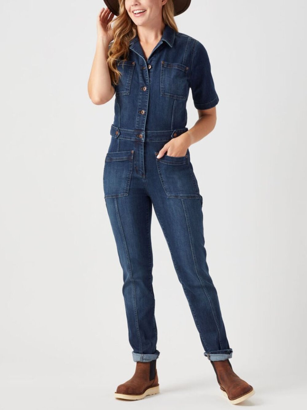 Duluth Trading Denim Utility Coverall Jumpsuit Size 12 Short